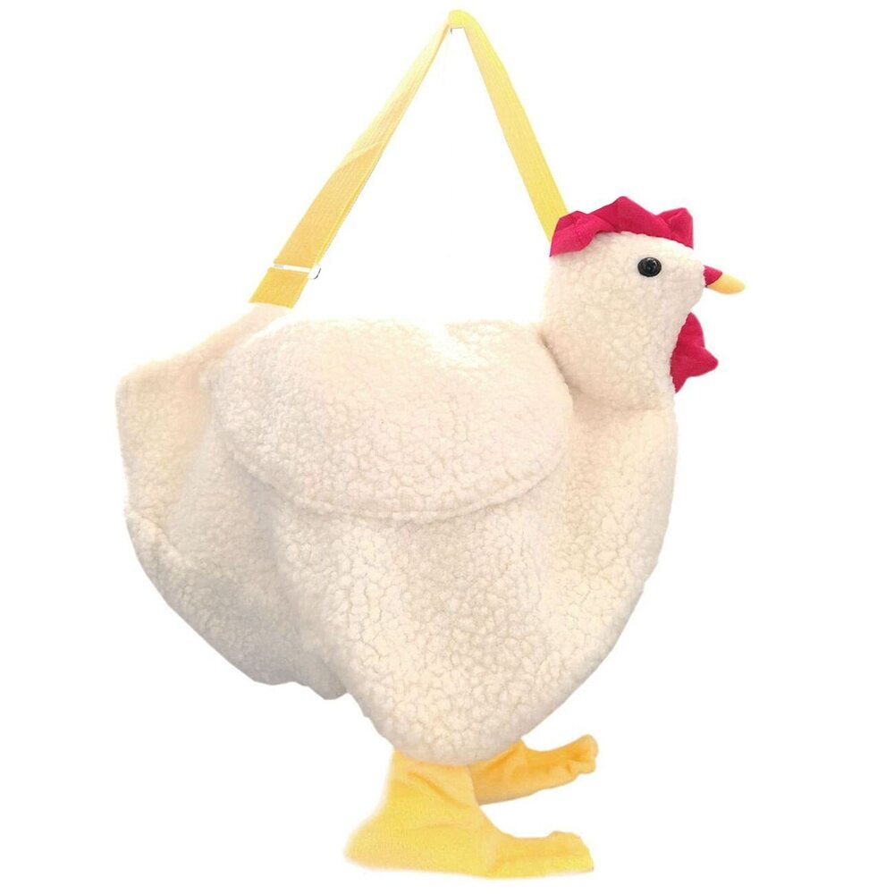 9104 Chicken Purse, Chicken White, Plush Handbag , Crossbody Bag
